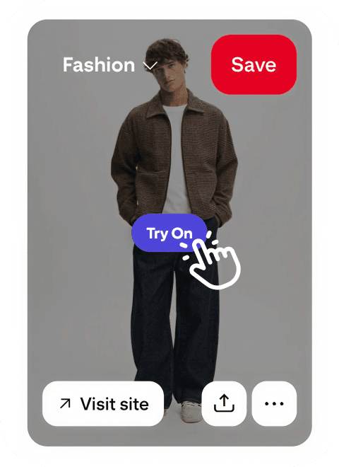 Step 2: Browse and try on - Pinterest integration with try-on hover button